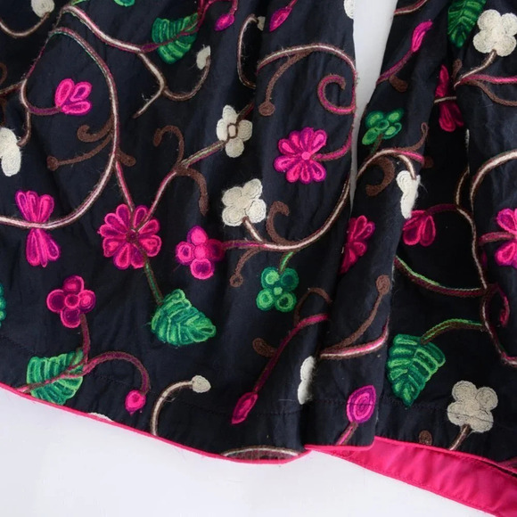 Handmade Black With Neon Pink Floral Bell Bottom Pants Clowncore - Picture 6 of 11